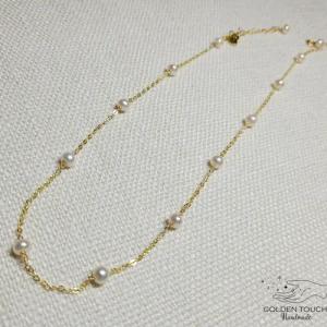 GOLDEN Perlenkette Zierliche Süßwasser Perlenkette, Minimalist