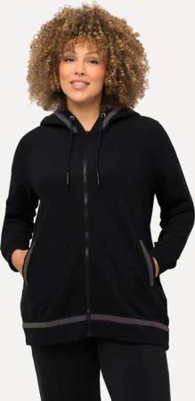 Ulla Popken Sweatjacke Hoodie Kapuze Regenbogen-Reflektorstreifen
