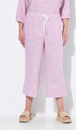 Ulla Popken Schlupfhose Leinenmix-Culotte Rose Streifen