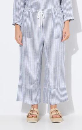 Ulla Popken Schlupfhose Leinenmix-Culotte Rose Streifen