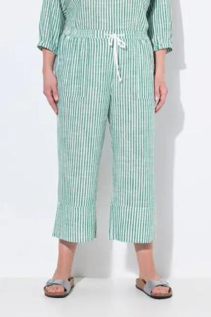 Ulla Popken Schlupfhose Leinenmix-Culotte Rose Streifen