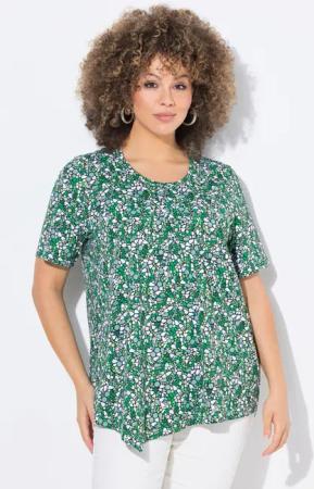Ulla Popken T-Shirt T-Shirt Zipfelsaum A-Linie