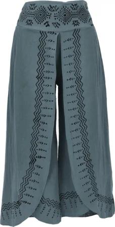 Guru-Shop Relaxhose Palazzohose, Hosenrock, bedruckte natürliche..