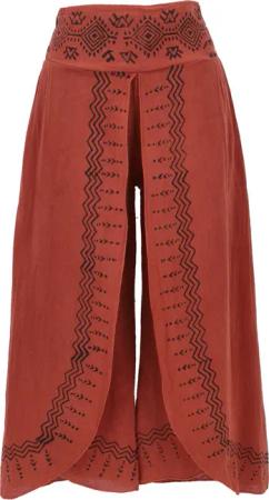 Guru-Shop Relaxhose Palazzohose, Hosenrock, bedruckte natürliche..