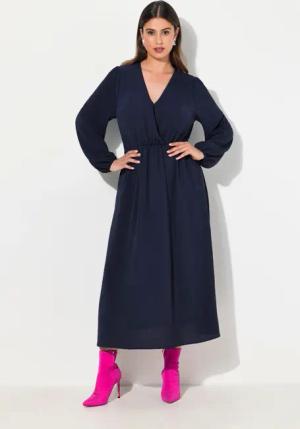 Ulla Popken Midikleid Midikleid Wickeloptik A-Linie