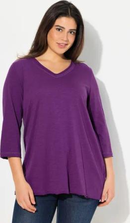 Ulla Popken T-Shirt Shirt Metallic-Nähte V-Ausschnitt