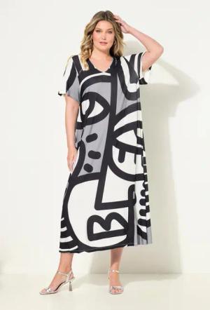 MIAMODA Jerseykleid Midikleid A-Linie Grafikdruck