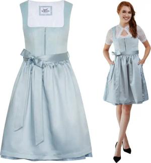 HOFGLANZ Dirndl Dirndl Damen Samt hellblau,