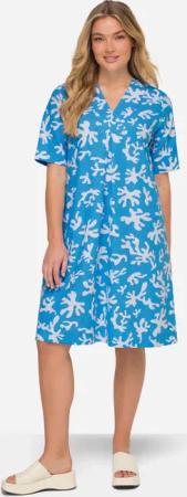 Laurasøn Jerseykleid Leinenmix-Kleid A-Line V-Ausschnitt Halbarm