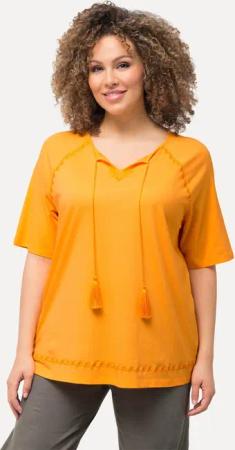 Ulla Popken Druckbluse Jersey-Tunika Stickerei Tunika-Ausschnitt
