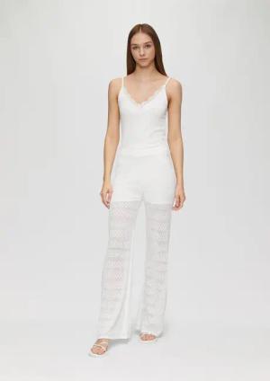 QS Stoffhose Transparente Feinstrick-Hose mit Ajourmuster