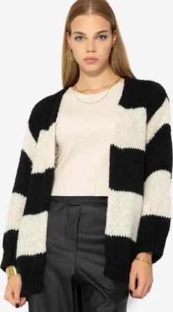 SASSYCLASSY Cardigan Oversize Strickjacke Damen Blockstreifen