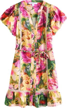 Next Minikleid Geknöpftes Minikleid mit Spitzeneinsatz