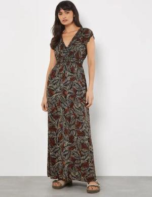Apricot Maxikleid Sommerkleid, mit Smockdetails und