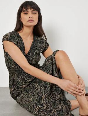 Apricot Maxikleid Sommerkleid, mit Smockdetails und