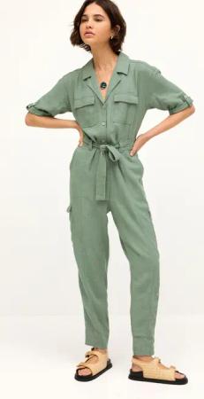 Next Jumpsuit Cargo-Jumpsuit aus Leinengemisch, Petite