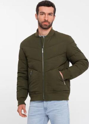OMBRE Bomberjacke Gesteppte Herren-Bomberjacke mit Metallreißverschlüssen
