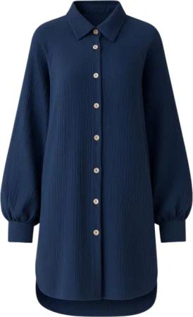 WENOR Hemdbluse Musselin Damen Oversize Hemd