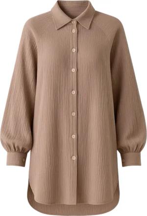 WENOR Hemdbluse Musselin Damen Oversize Hemd