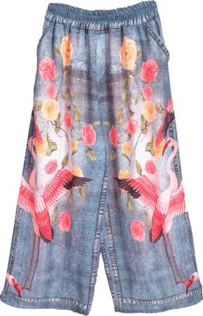 PEKIVESSA Schlupfhose Marlenehose in Jeans-Optik mit