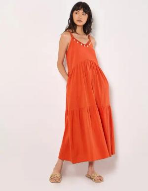 Apricot Midikleid Shell Detail Midaxi Dress,