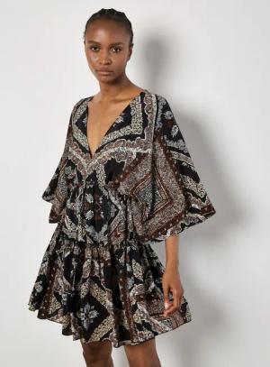 Apricot Minikleid Kaftan-Minikleid aus Satin, mit