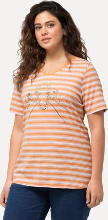 Ulla Popken T-Shirt T-Shirt Ringel Metallic-Tiermotiv