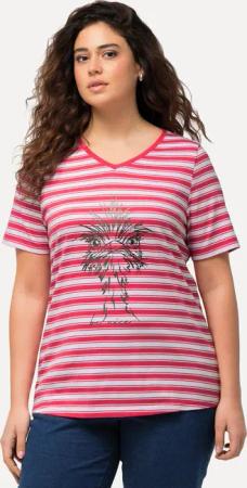 Ulla Popken T-Shirt T-Shirt Ringel Metallic-Tiermotiv