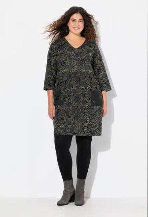 Ulla Popken Longshirt Longshirt A-Linie Blumendruck