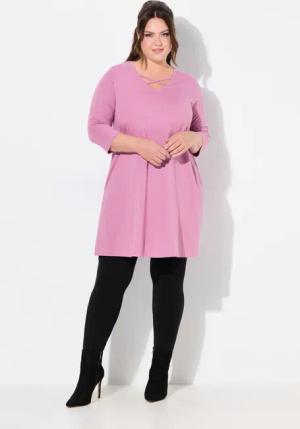 Ulla Popken Longshirt Longshirt Zierbänder A-Linie