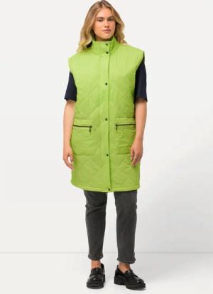 Ulla Popken Steppweste Long-Steppweste Stehkragen Zipper