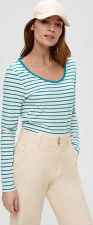 s.Oliver Langarmshirt Langarmshirt mit tiefem Rundhalsausschnitt