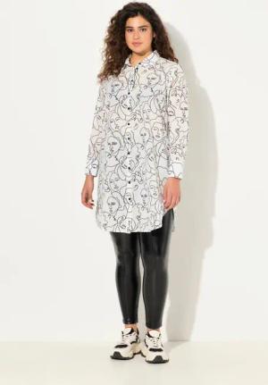 Ulla Popken Longbluse Longbluse Gesichter A-Linie