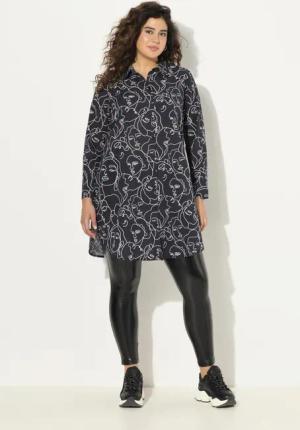 Ulla Popken Longbluse Longbluse Gesichter A-Linie