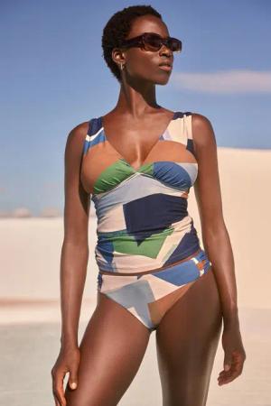 Next Tankini-Top Bauchformender Tankini mit Farbblock-Design