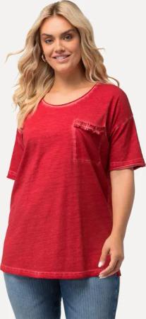 Ulla Popken T-Shirt T-Shirt oversized Rüschen-Brusttasche