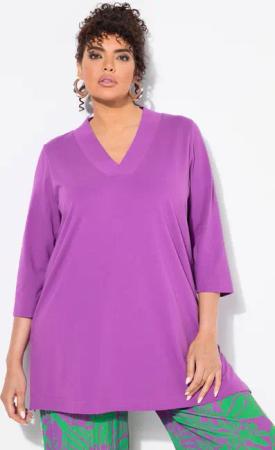 Ulla Popken T-Shirt Longshirt A-Linie V-Ausschnitt