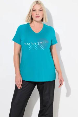 Ulla Popken T-Shirt Funktionsshirt schnelltrocknend V-Ausschnitt