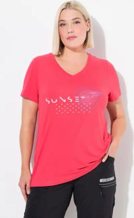 Ulla Popken T-Shirt Funktionsshirt schnelltrocknend V-Ausschnitt