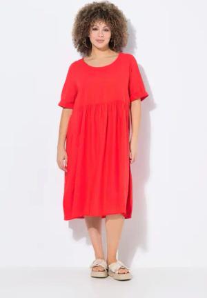 Ulla Popken Jerseykleid Kleid Leinenmix A-Linie