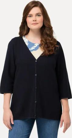 Ulla Popken Strickjacke Strickjacke V-Ausschnitt 3/4-Arm