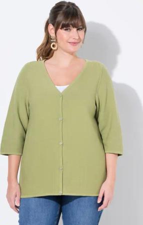 Ulla Popken Strickjacke Strickjacke V-Ausschnitt 3/4-Arm
