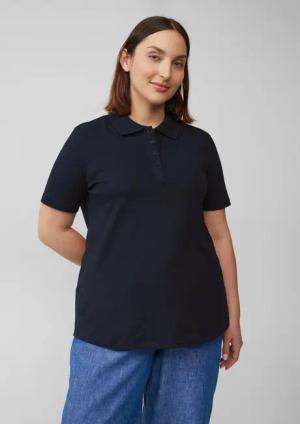 s.Oliver T-Shirt CURVE kurzarm, Kragen, Knöpfe