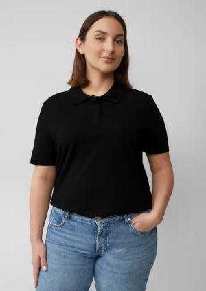 s.Oliver T-Shirt CURVE kurzarm, Kragen, Knöpfe