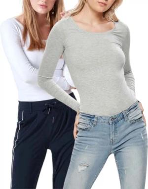 ONLY Langarmshirt Basic Shirt im 2er-Set