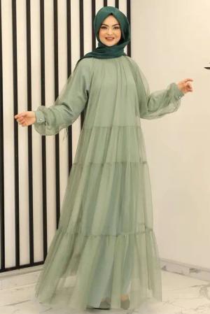 Modavitrini Tüllkleid Relax Abaya Abiye Damen