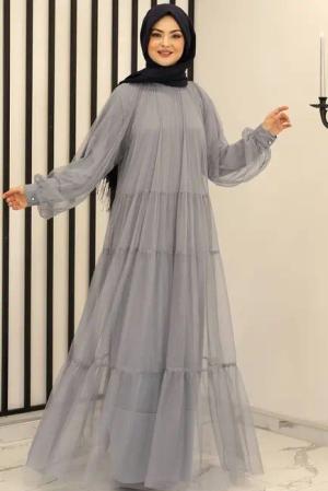 Modavitrini Tüllkleid Relax Abaya Abiye Damen