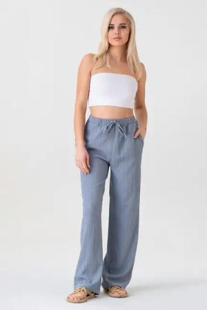 fashionshowcase Palazzohose Damen Sommerhose Crinkle Marlene-Hose