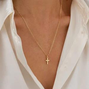 GOLDEN Kreuzkette Kleine Kreuz Halskette, 14K