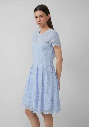 QS Minikleid Tailliertes Spitzenkleid Bogenkante